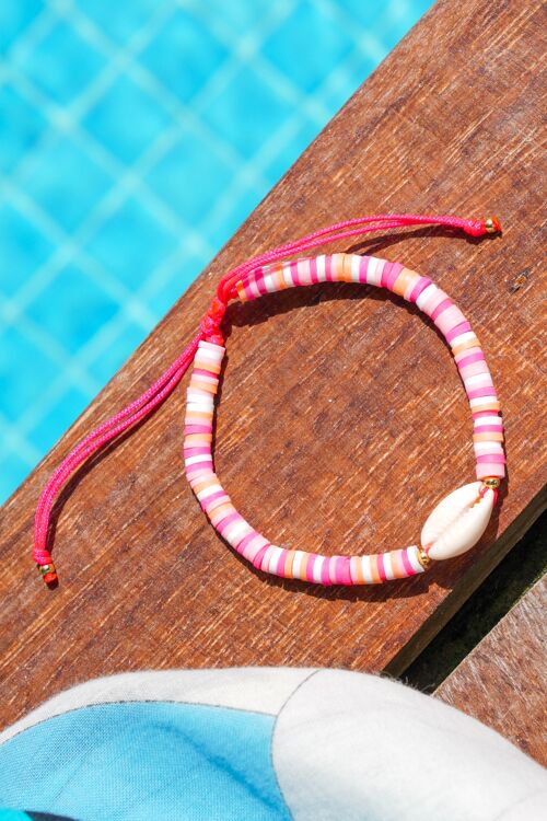 Heishi bracelet SHELL bead 4 mm - Pink