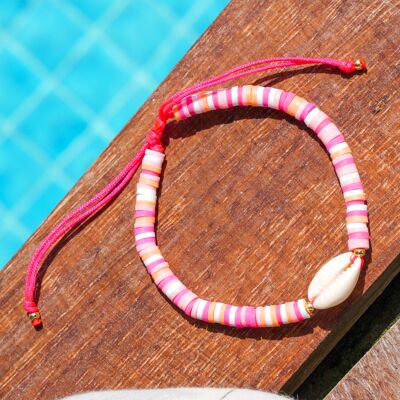 Heishi pulsera SHELL perla 4 mm - Rosa