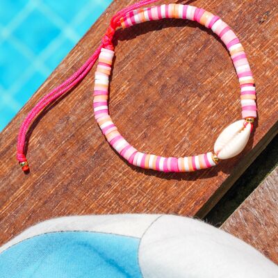 Bracelet Heishi perle COQUILLAGE 4 mm - Rose