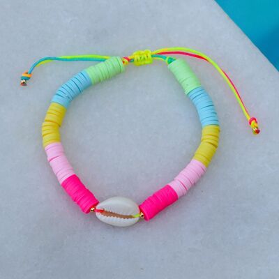 Bracciale Heishi SHELL perline arcobaleno 6 mm