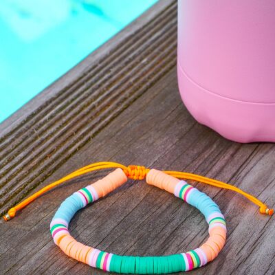 Bracelet Heishi 6 mm Orange et Vert