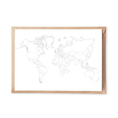 World Map Coloring Postcard