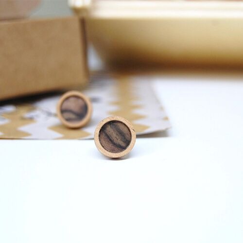 Wood Earrings Round Natural