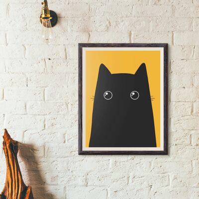 Schwarze Katze Druck, Wandkunst