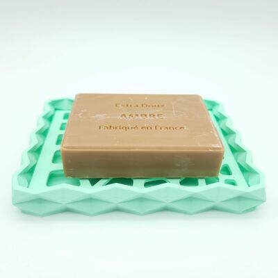 Porte savon éco responsable vert pastel Fabrication française artisanale imprimé en 3D en matières biosourcées grille amovible pour nettoyage facile et drainage