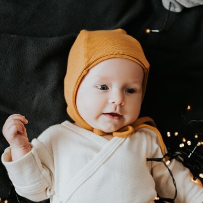 AMBER YARN | double layer | BONNET | Mustard Sunset |  0-6M