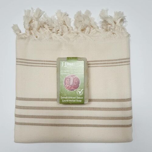 Vintage Cotton Hammam Towel | Latte on Natural