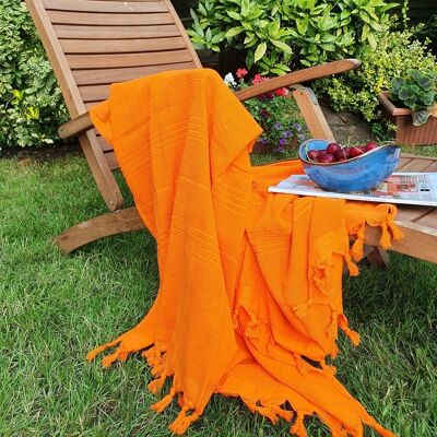 Breezy Cotton Hammam Towel, Double-Faced | Orange
