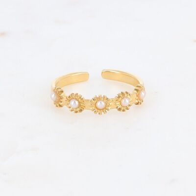 Gold Lucie ring with white mother-of-pearl