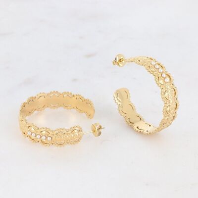 Ronie golden hoop earrings with pearly balls