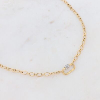Feelia gold necklace with white rhinestones