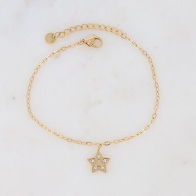 Aldos Brazalete dorado brillante con estrella de zirconio blanco