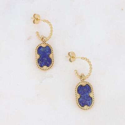 Ambroisine golden hoop earrings with lapis lazuli stone