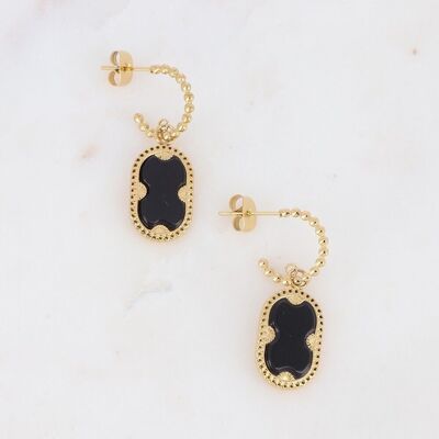 Ambroisine golden hoop earrings with onyx stone