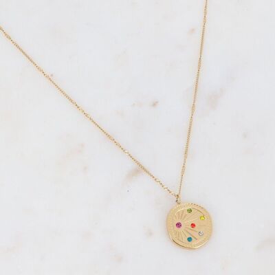 Izaline simple gold and multi zirconium necklace