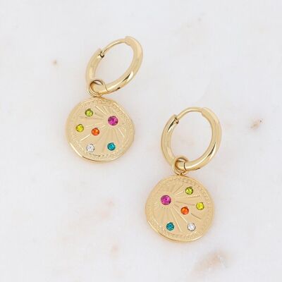 Izaline gold and multi zirconium hoop earrings