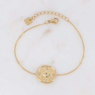 Pulsera Golden Poppy con rombo y circonita blanca