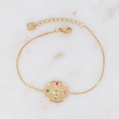 Pulsera Golden Poppy con rombos y circonitas múltiples