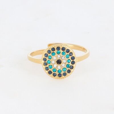 Beilla gold ring with blue zirconiums