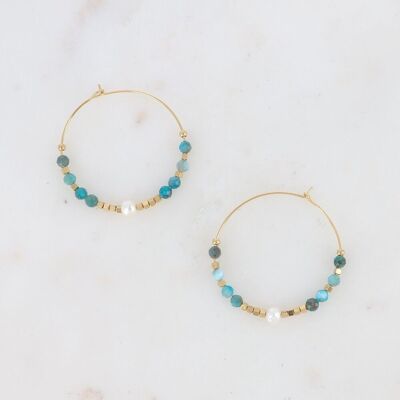 Golden Bracéline hoops with Apatite stones