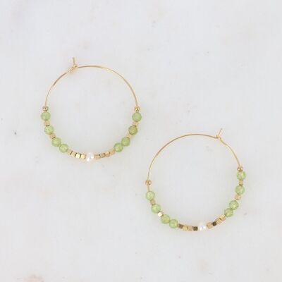 Bracéline golden hoop earrings with lemon agate stones