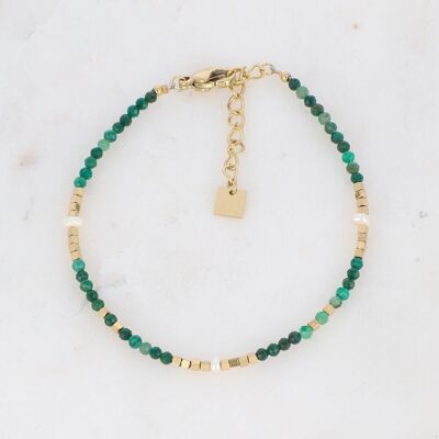 Golden Bracéline bracelet with Green Jasper stones