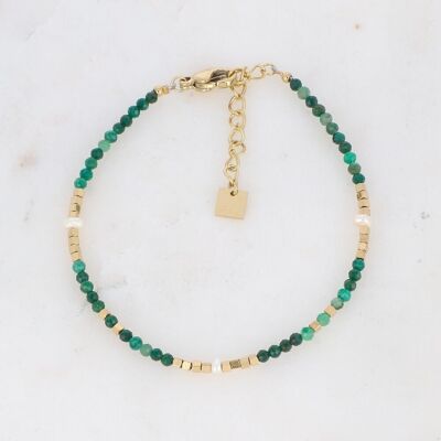 Pulsera Bracéline dorada con piedras Green Jasper