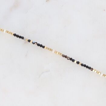 Bracelet Bracéline doré avec pierres Agates noires 4