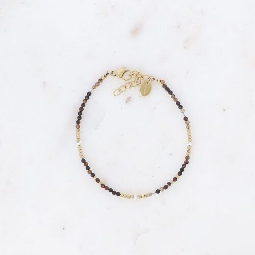 Bracelet Bracéline doré avec pierres Agates noires