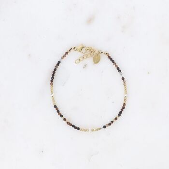 Bracelet Bracéline doré avec pierres Agates noires 1