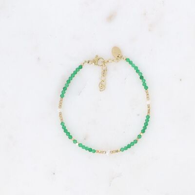 Golden Bracéline bracelet with Green Agate stones