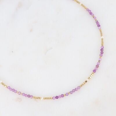 Golden Bracéline necklace with natural Amethyst stones