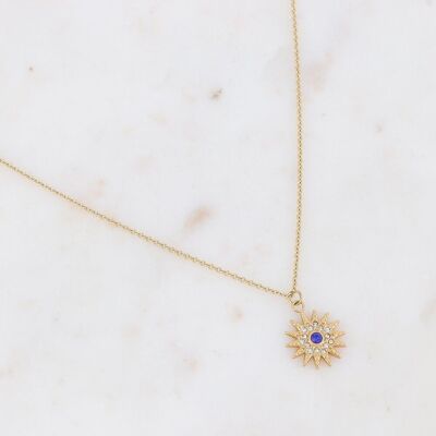 Golden Circe necklace with blue and white zirconiums