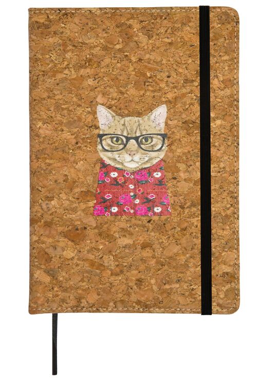 Fashionista Cat Cork A5 Notebook
