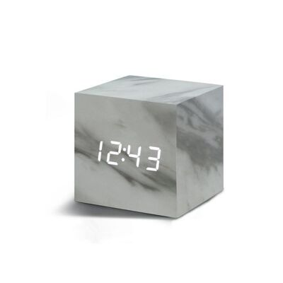 Cube Click Clock Marble / White LED