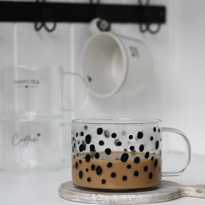 Black Polka Dot Glass Mug
