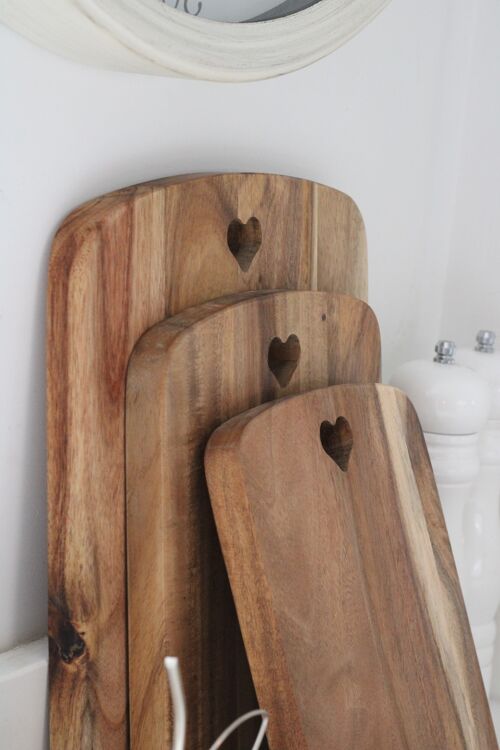 Natural Acacia Heart Chopping Boards - Large