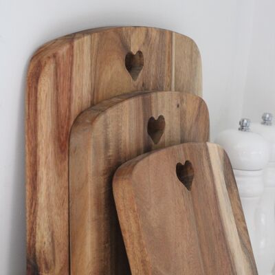 Natural Acacia Heart Chopping Boards - Large