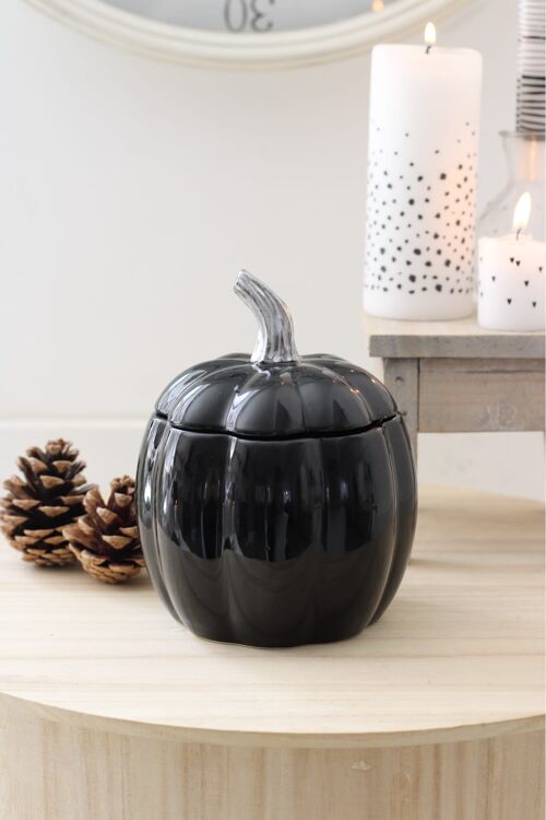 Ceramic Pumpkin Jar - Black - Small