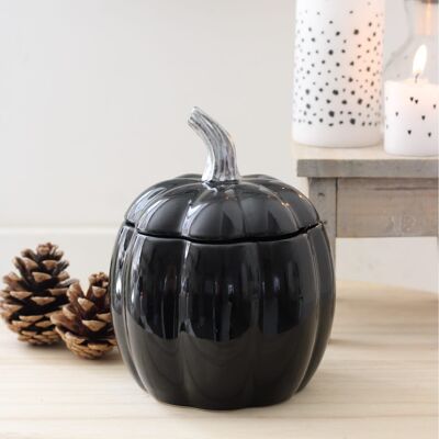 Ceramic Pumpkin Jar - Black - Small