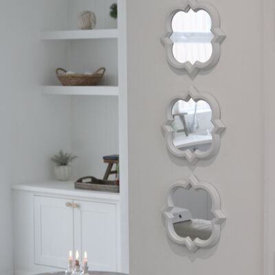 Set de 3 Espejos Quatrefoil Blancos