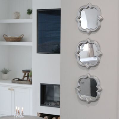 Set di 3 specchi Silver Quatrefoil