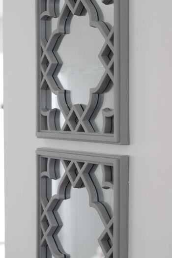 Ensemble de 3 miroirs floraux gris 2