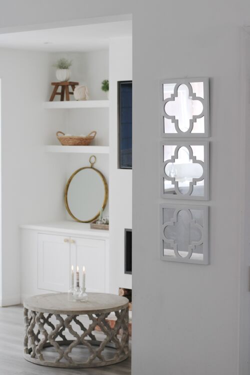 Set of 3 White Moroccan Mirrors