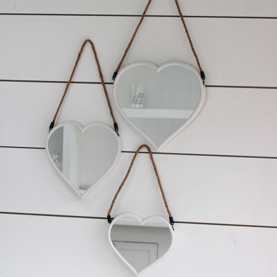 Lot de 3 Miroirs Coeur Blanc