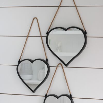 Set de 3 Espejos Corazones Negros