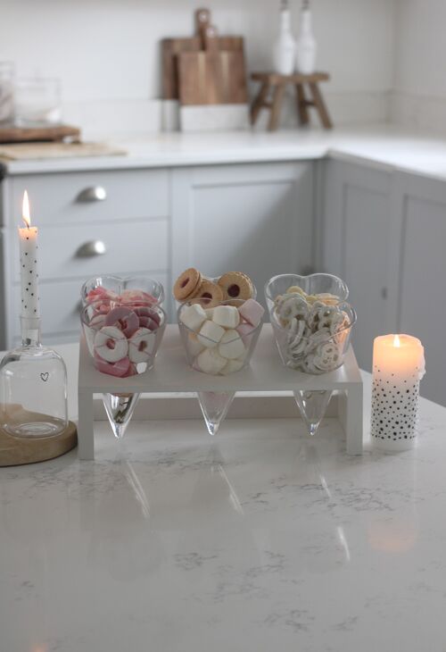 Glass Heart Snacking Station - White