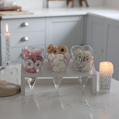 Glass Heart Snacking Station - White