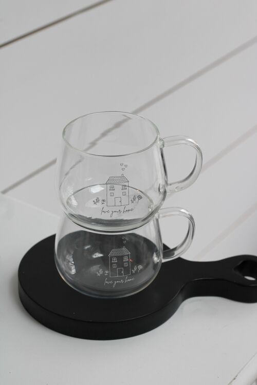 Petite Set of 2 -Love Your Home Glass Mug