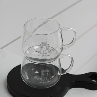 Petite Set di 2 - Tazza in vetro Love Your Home